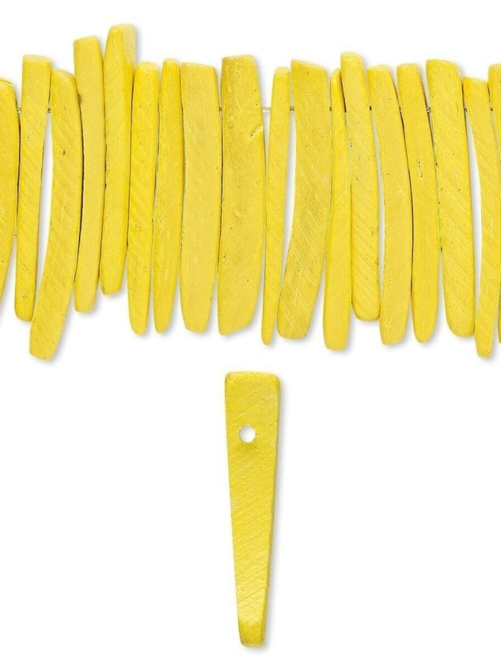 Philippines Coconut Palm Wood Yellow 25x4mm Dagger Stick Beads 20 pcs